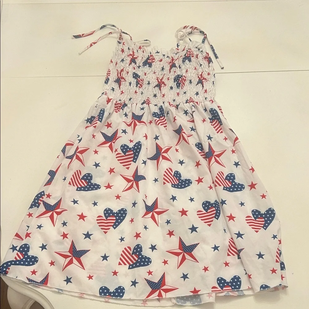 Patriotic Stars and Hearts Kids Casual Dress - Picture 1 of 1
